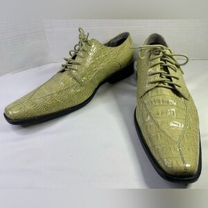 Hugo Vitelli Green Crocodile Pattern Dress Shoes Size 12